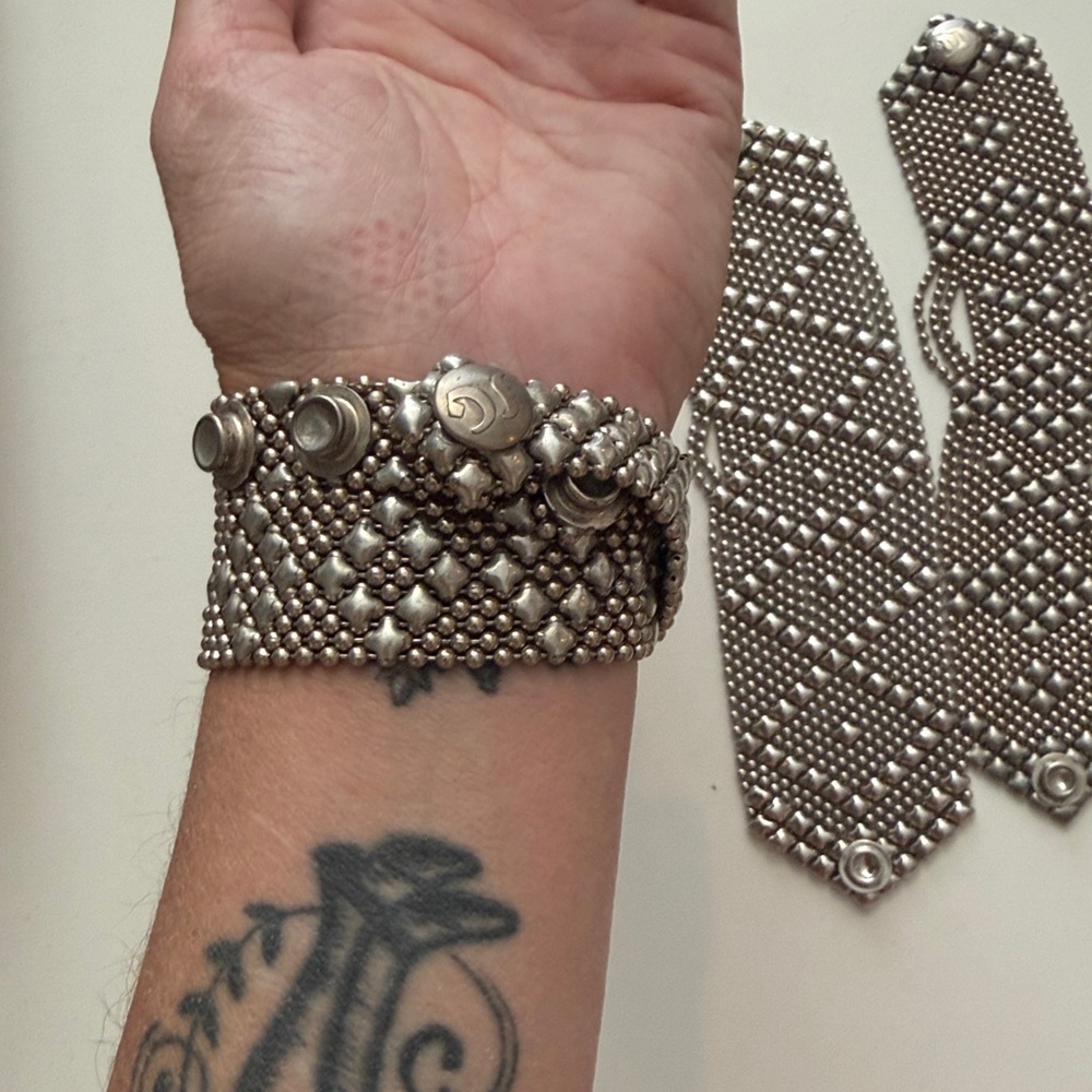 3 different Liquid Metal Sergio Gutierrez silver cuff bracelets handcrafted - Picture 4 of 8